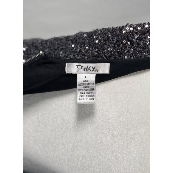 PINKY Size L Bodice Black Chiffon Sleeveless Mini Dress W/ Zipper - Picture 7 of 10